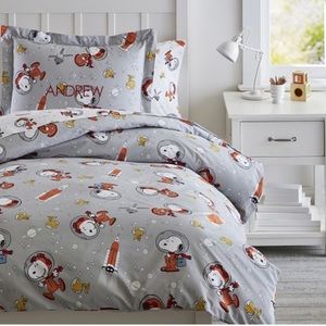 Twin Pottery Barn kids Snoopy in Space Duvet Cover